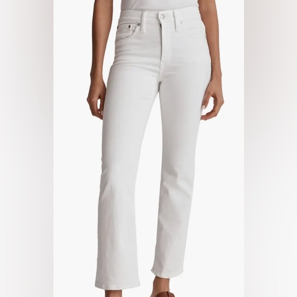 Madewell Denim - MADEWELL White Mid Rise Kickout Crop Jeans Size 24P